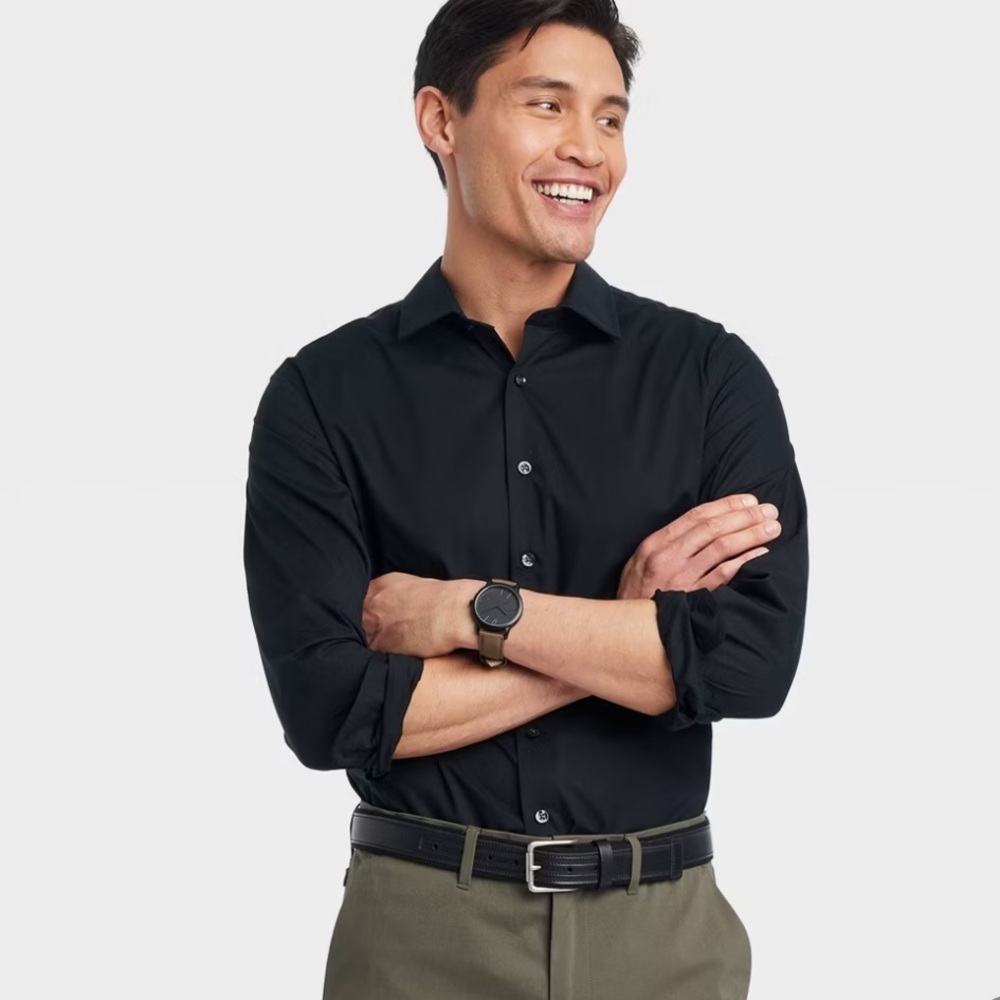 Goodfellow & Co.Men's Black Performance Dress Shirt - Classic Long Sleeve Sz XXL - Picture 1 of 8
